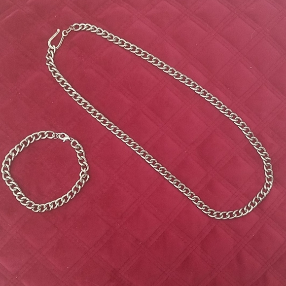 Necklace Curb chain Silver Tone hook clasp NEW - Picture 4 of 5
